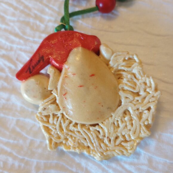 Handmade Christmas Pendant Necklaces Santa and Winter Patchwork Painted Heart - Picture 3 of 6